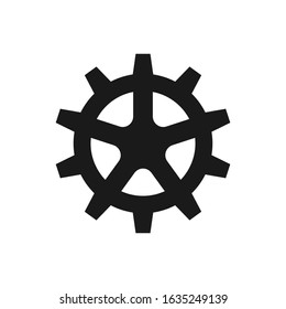 Single gear icon, symbol. Vector illustration isolated on white background.