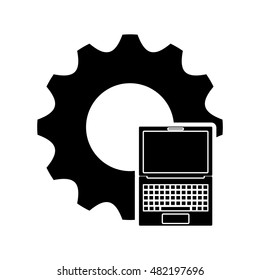 single gear and laptop  icon
