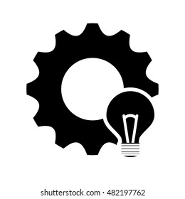 single gear and lightbulb  icon