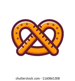 Single German pretzel icon. Traditional Oktoberfest snack in line art style. Logotype template.