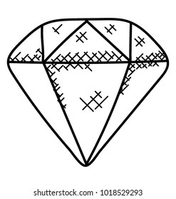 
A single giant shining diamond, doodle vector
