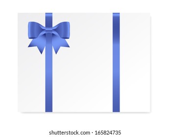 single gift bow of blue color, parallel ribbons on white, vector 