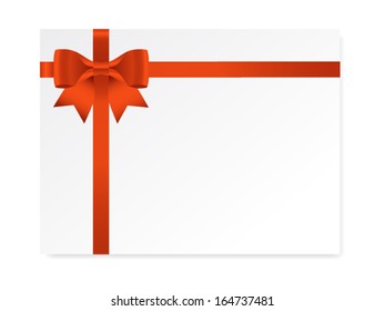 single gift bow of red color, cross ribbon on white, vector