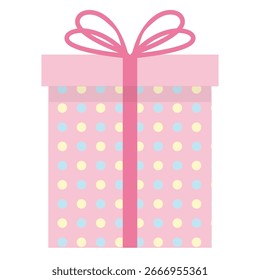 Single gift box with ribbon and bow. Vector illustration for birthday, Christmas, Valentine’s Day, anniversaries, weddings, and celebrations. Perfect for decoration, greeting cards, and festive design