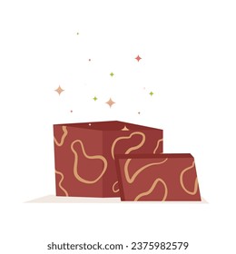 Single giftbox vector illustration. Square present with stars inside flat design isolated on white background. Ideal for stickers, icon, web design and greeting card. Christmas and New Year