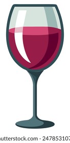 Un solo vaso de vino tinto. Ilustración vectorial