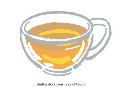 Single Glass Teacup with Herbal Tea Watercolor