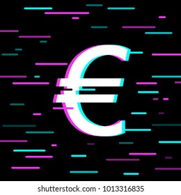 Single glitch icon on black background. Vector illustration.