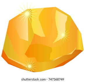 Single Gold Nugget Or Stone Vector