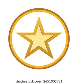 Single Gold Star in Circular Badge Frame Design