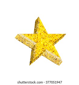 Single golden 3d star shine on white background. Vector star with volume effect. 3d star. Vector star eps