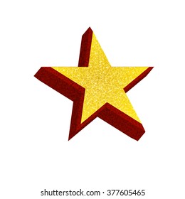 Single golden 3d star shine on white background. Vector star with volume effect. 3d star. Vector star eps