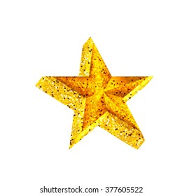 Single golden 3d star shine on white background. Vector star with volume effect. 3d star. Vector star eps