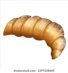 Single Golden Croissant with Icing Sugar Element Vector