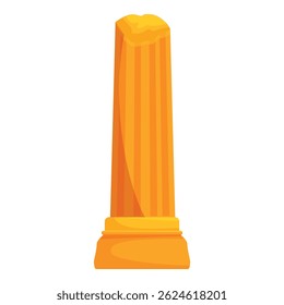 Columna griega dorada única que representa el poder y la historia sobre fondo blanco