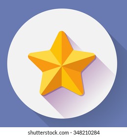 Single golden star shine. Flat designed style