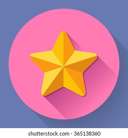 Single golden star shine. Flat designed style
