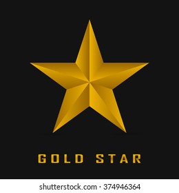 Single golden star shine on black background. Vector gold star. Gold star eps