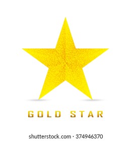 Single golden star shine on white background. Vector gold star. Gold star eps