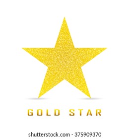 Single golden star shine on white background. Vector gold star. Gold star eps