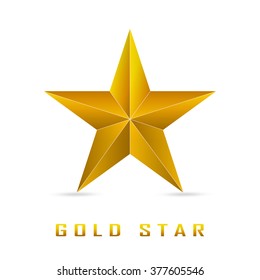 Single golden star shine on white background. Vector gold star. Gold star eps