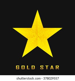 Single golden star shine on black background. Vector gold star. Gold star eps