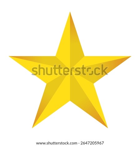Single golden star shine on white background.