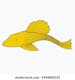 Single goldfish isolated on white background.Vector illustration of aquarium fish in realistic style.