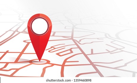 Single gps pin icon red color mock up form the street map on white background. vector illustration