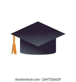 A single graduation cap is centered against a stark white background, its simple elegance amplified by subtle gradients. 