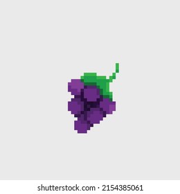 single grape fruit in pixel art style
