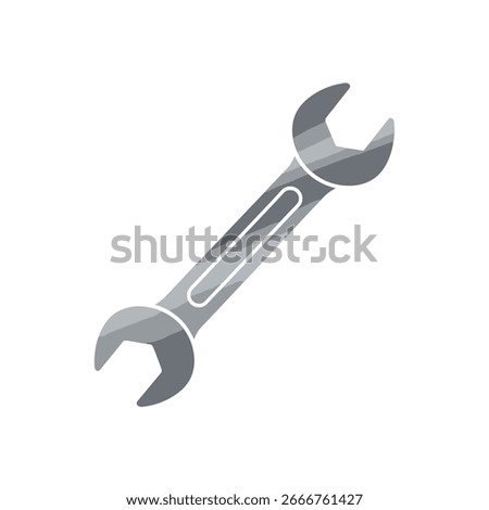 A single gray wrench, angled on a white background.