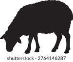 Single Grazing Sheep Silhouette for Eid al-Adha Vector Clipart