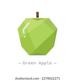 Single green apple abstract geometrical flat design illustration. Simple creative healthy fruit interface elements for app icon logo ui ux web banner isolated on white background, no gradients