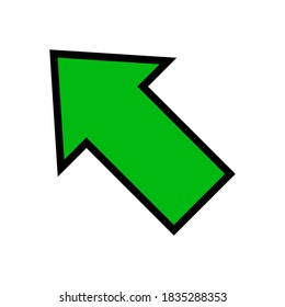 single green arrow, diagonal arrow sign left up isolated on white, arrow sign for direction, vector