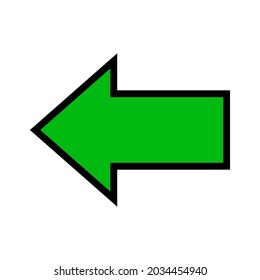 single green arrow, arrow direction left sign isolated on white, arrow sign for direction, vector