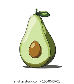 Einziger grüner Avocado einzeln auf weißem Hintergrund