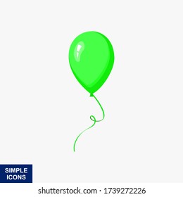 Single Green Balloon Isolated On The White Background
