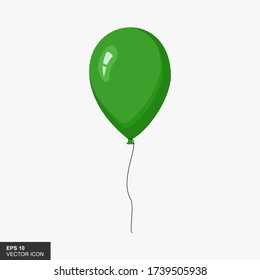 Single green balloon isolated on the white background