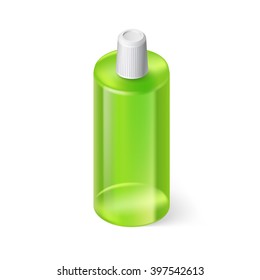 Single Green Bottle of Shampoo on White
