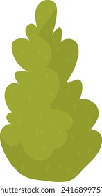 Single green cartoon pine tree with a simplified design. Simplistic nature element with a stylized appearance. Vector illustration for kids and graphic design vector illustration.