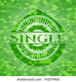 Single green emblem with mosaic background