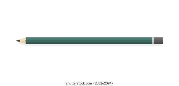 Einziger grüner Graphitstift einzeln auf weißem Hintergrund.