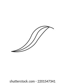 Single Green Leaf line art vector icon - Vector line art illustration 