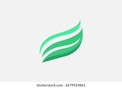 Logotipo minimalista moderno de folha verde única 