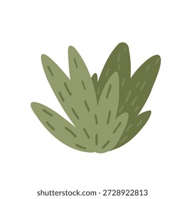 Ilustração vetorial de folha verde única. Elemento botânico de floresta simples em cores pastel isolado no fundo branco.