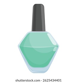 Single green nail polish bottle is standing on a white background