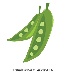 A single green pea pod split slightly open to reveal neat round peas inside, symbolizing growth and fresh ingredients.