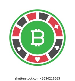 Único chip de poker verde com símbolo Bitcoin no centro