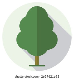 Single green tree icon flat design nature illustration